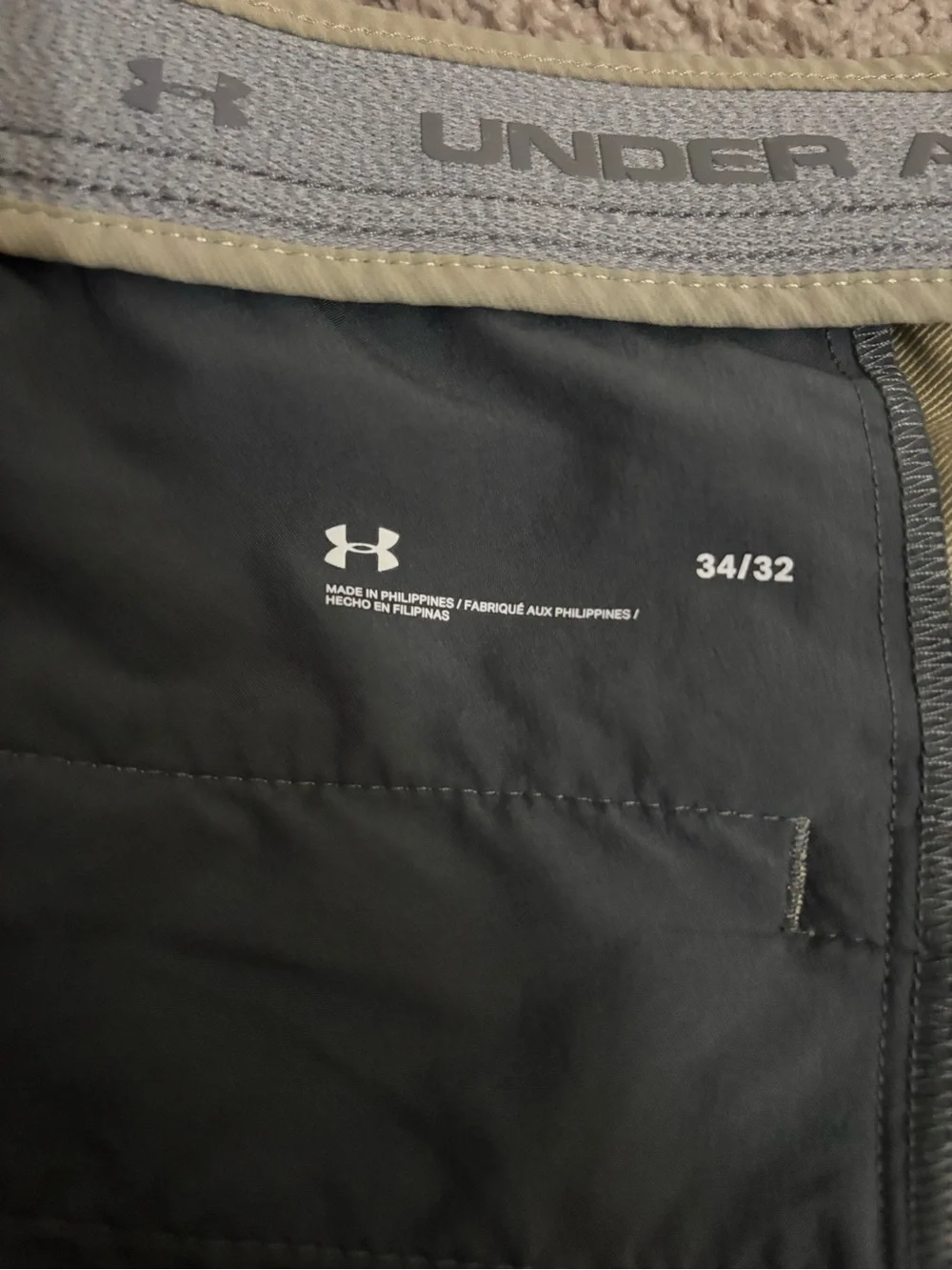 Under Armour Match Play Golf Pants Men Beige Straight Leg Nylon Blend Stretch
